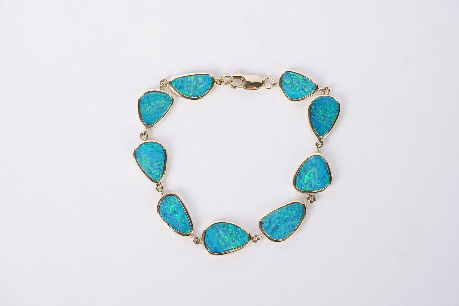 DETT- 14KY 14.61g 8-9x13.15mm Australian Opal Bracelet 7&quot;