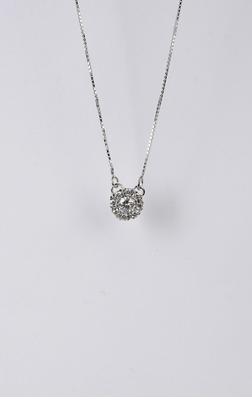 NETX- 14KW 1.55g .25ctw Diamond Halo Necklace 18&quot;