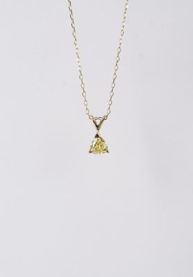 RETX- 14KY 1.70g .60ct FY/SI1 Trillion Diamond Solitaire Necklace 18&quot;