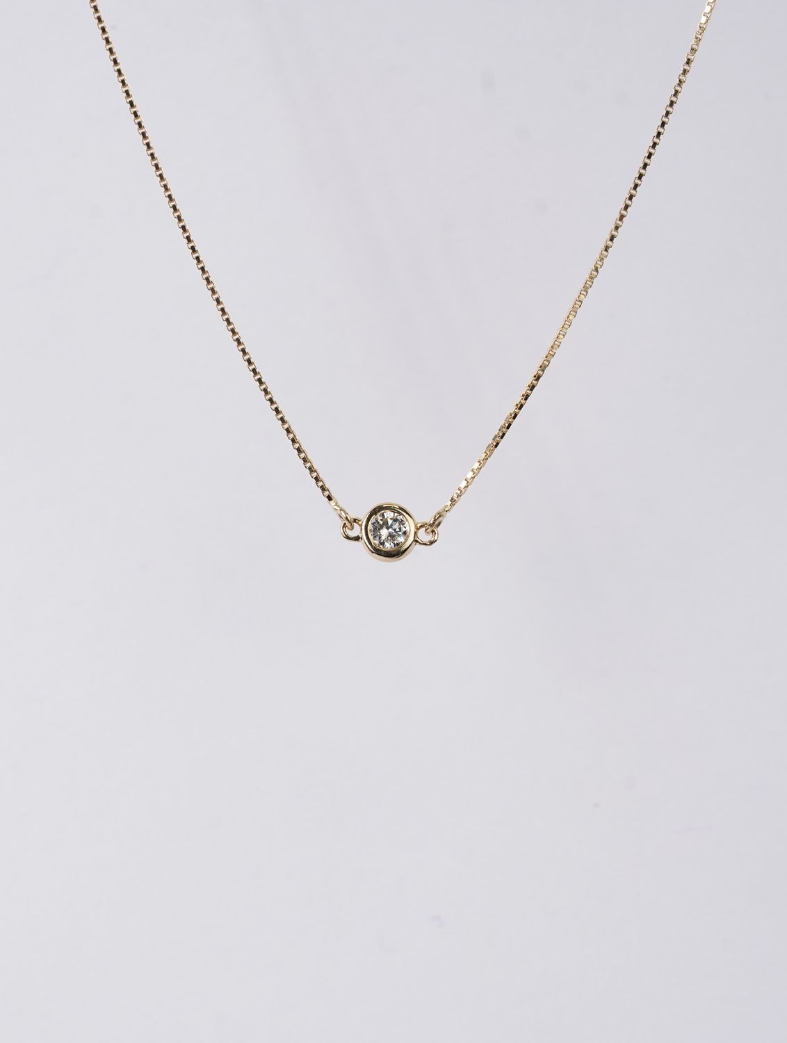 AET- 14KY 1.09g .10ct Diamond Bezel Necklace 18&quot;