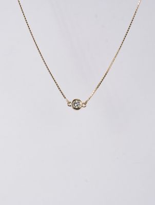 AET- 14KY 1.09g .10ct Diamond Bezel Necklace 18&quot;