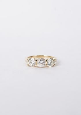 AETT- 14KY 4.34g 2.20ctw I-J/VS2-SI1 Round Diamond 3-Stone Ring (size 6.75)