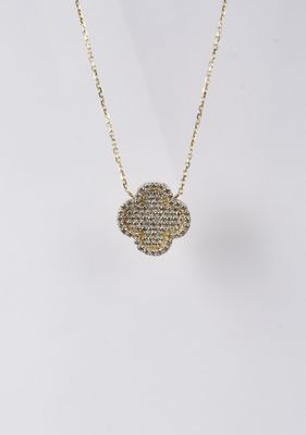 EETX- 14KY 3.70g .40ctw Diamond Pave Necklace 16-18"