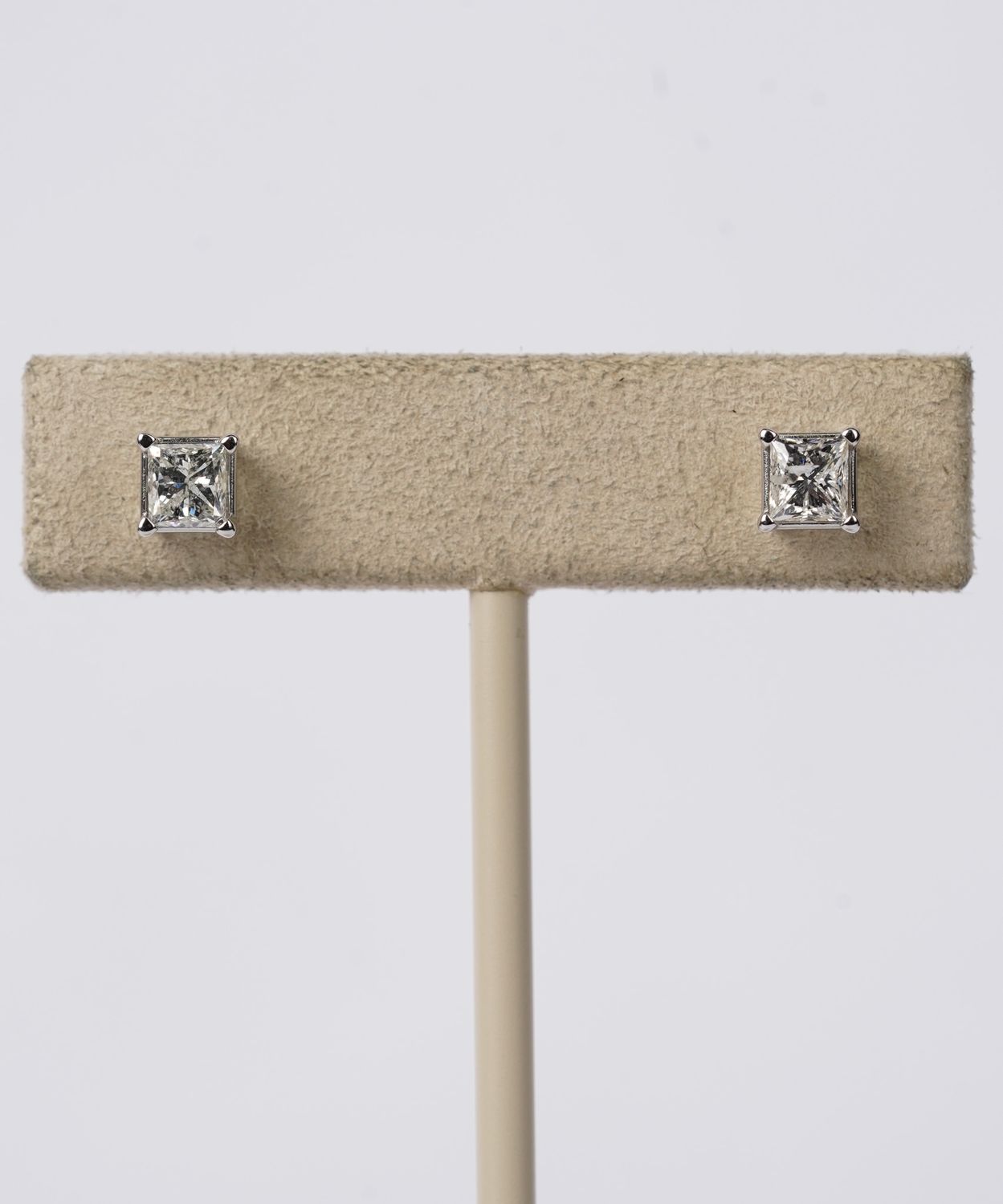 IVAX- 14KW 1.05ctw J/I1-I2 Princess Cut Diamond Stud Earrings