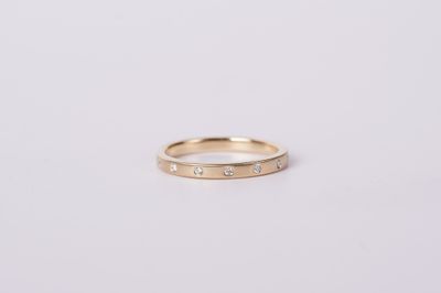 BAIX- 14KY 2.27g .05ctw Diamond Burnish Set Stackable Ring (size 6)