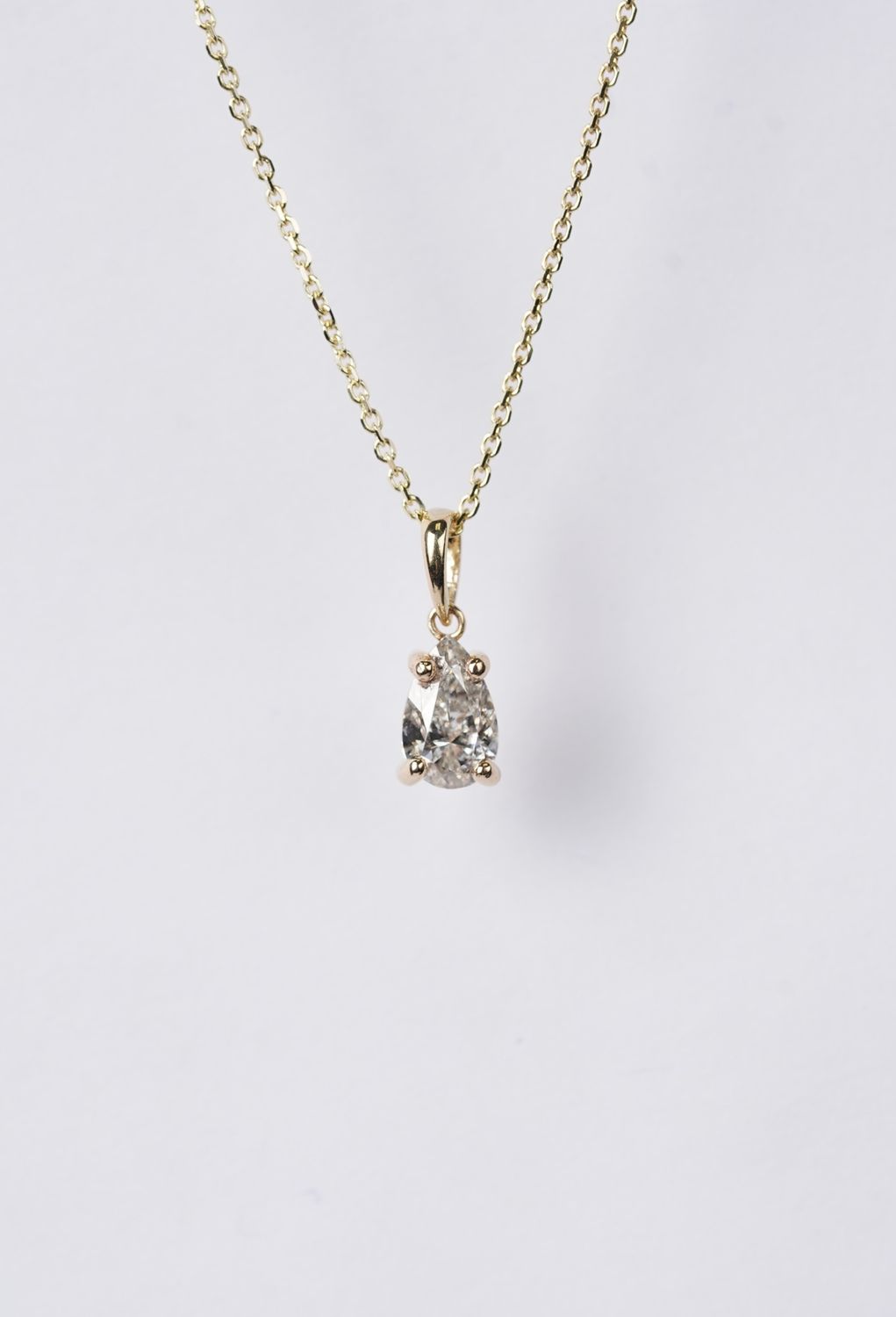 LTTX- 14KY 2.37g .77ct I/SI2 Pear Diamond Solitaire Necklace 16-18"