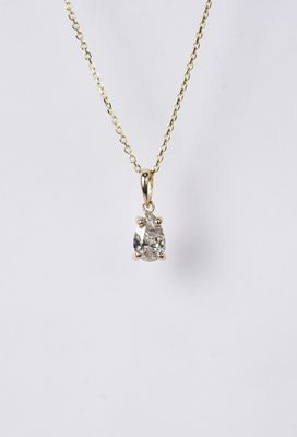 LTTX- 14KY 2.37g .77ct I/SI2 Pear Diamond Solitaire Necklace 16-18"