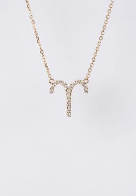 AET- 14KY 2.00g .15ctw Diamond Aries Zodiac Necklace 16-18"