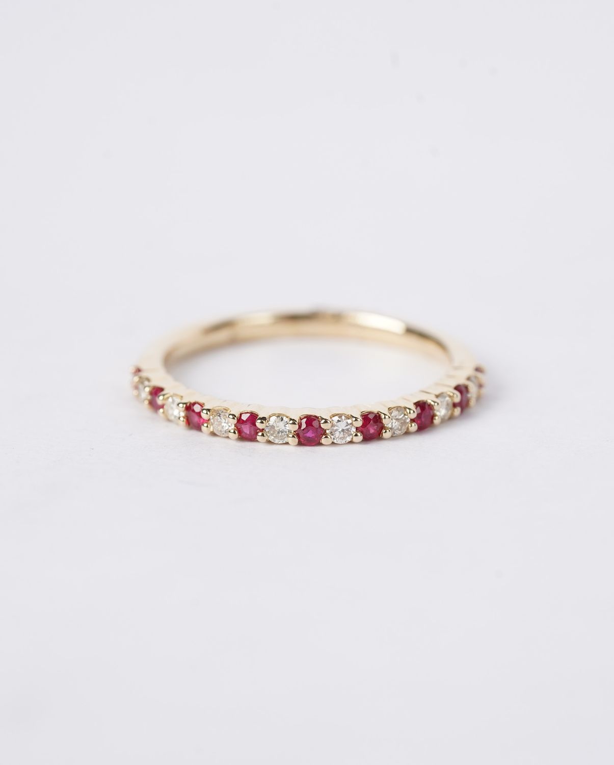 14KY 2.00g .42ctw Ruby &amp; Diamond Stackable Band (size 7)