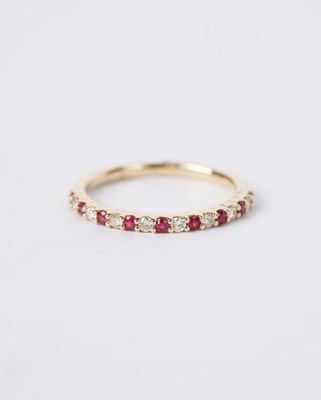 14KY 2.00g .42ctw Ruby &amp; Diamond Stackable Band (size 7)
