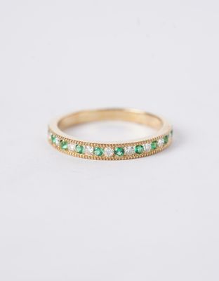 14KY 2.08g .38ctw Emerald &amp; Diamond Stackable Band (size 7)