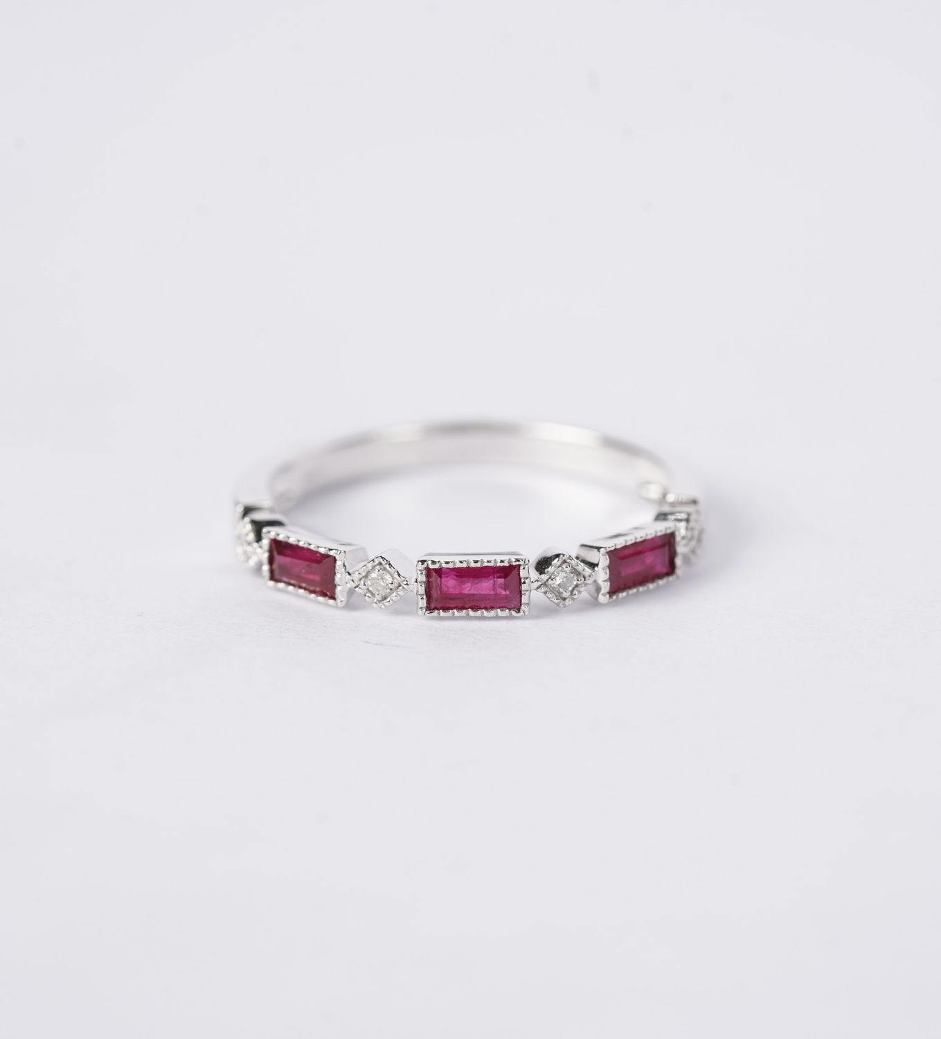 ANT- 14KW 1.86g .45ctw Ruby &amp; Diamond Stackable Band (size 7)