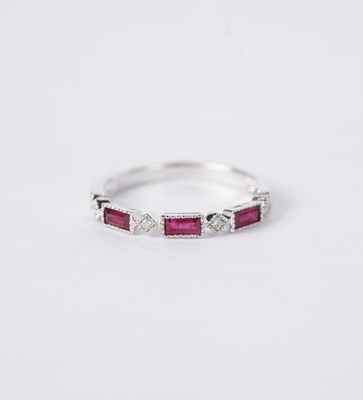 ANT- 14KW 1.86g .45ctw Ruby &amp; Diamond Stackable Band (size 7)