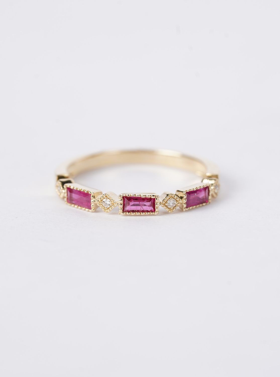 ADN- 14KY 1.87g .55ctw Ruby &amp; Diamond Stackable Band (size 7)