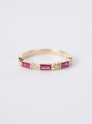 ADN- 14KY 1.87g .55ctw Ruby &amp; Diamond Stackable Band (size 7)