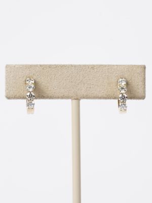 14KY 2.59g .75ctw Diamond Huggie Hoop Earrings