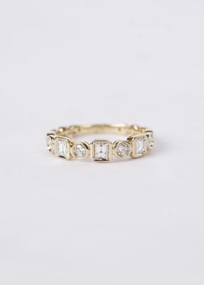 BTTX- 14KY 2.77g .52ctw Baguette &amp; Round Diamond Stackable Band (size 7.5)