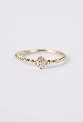 AVT- 14KY 1.54g .08ctw Diamond Beaded Clover Ring (size 7)