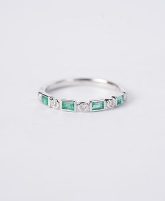 14KW 2.10g .36ctw Emerald &amp; Diamond Stackable Band (size 7)