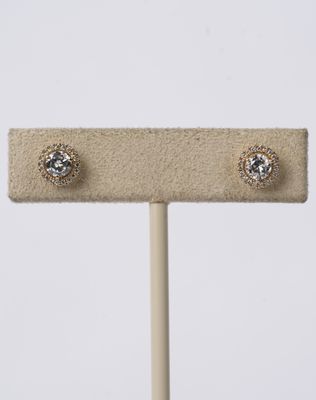 EETX- 14KY .78ctw Round Diamond Halo Stud Earrings