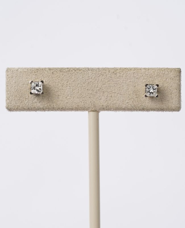 14WG .40ctw H-I/SI2 Princess Cut Diamond Stud Earrings