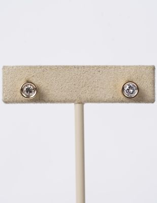 NET- 14KY .50ctw H-I/SI2 Round Diamond Bezel Stud Earrings