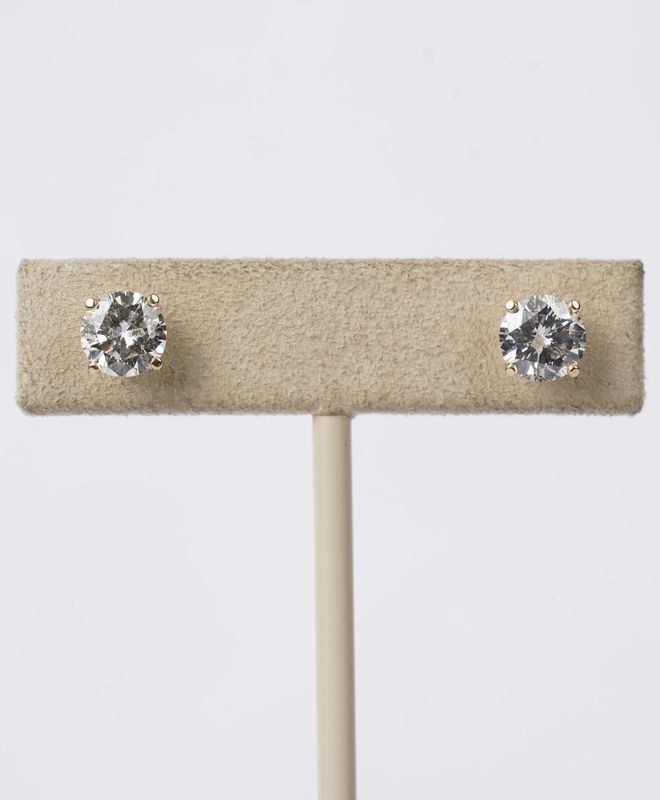 14KY 2.04ctw G-H/I1 Round Diamond Stud Earrings