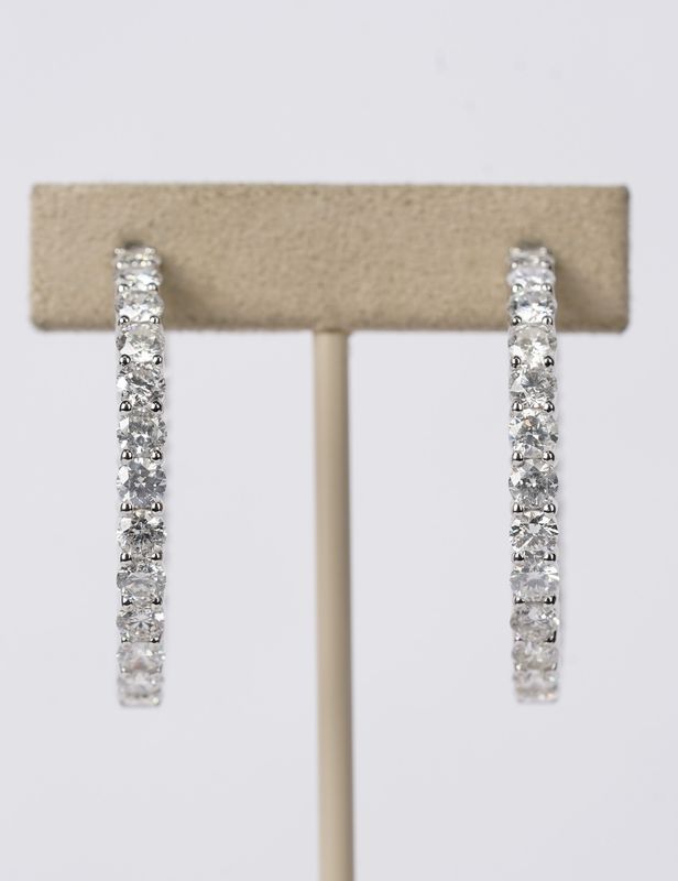 14KW 11.03g 10.10ctw Diamond Inside/Out Hoop Earrings