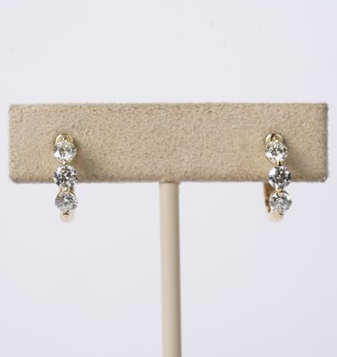 VNTT- 14KY 3.63g 1.60ctw Diamond Huggie Hoop Earrings