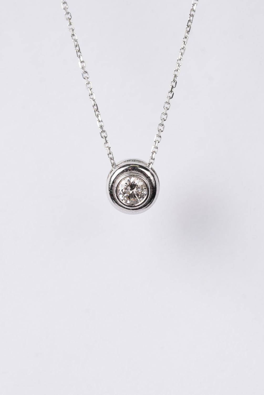 AETX- 14KW 2.30g .28ct J/SI2 Round Diamond Bezel Necklace 16"