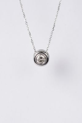 AETX- 14KW 2.30g .28ct J/SI2 Round Diamond Bezel Necklace 16"