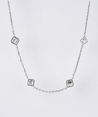AEAT- 14KW 3.8g 3.47ctw Princess Cut Diamond By The Yard Necklace 17-19"