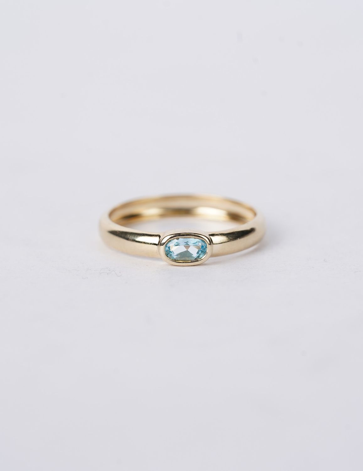 LBX- 14KY 1.60g .22ct Aquamarine Bezel Fashion Ring (size 7)