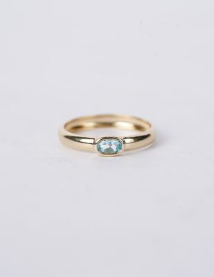 LBX- 14KY 1.60g .22ct Aquamarine Bezel Fashion Ring (size 7)