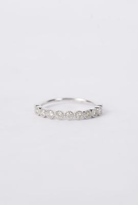 14KW 1.51g .38ctw Diamond Bezel Milgrain Stackable Band (size 7)