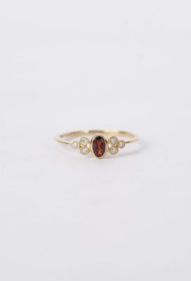 10KY 1.11g .35ctw Garnet &amp; Diamond Fashion Ring (size 7)