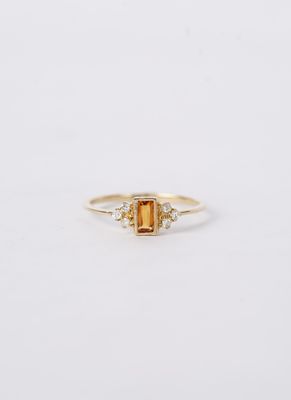VAT- 10KY 1.09g .26ctw Citrine &amp; Diamond Fashion Ring (size 7)