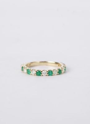 14KY 2.61g 1.05ctw Emerald &amp; Diamond Stackable Band (size 6.5)