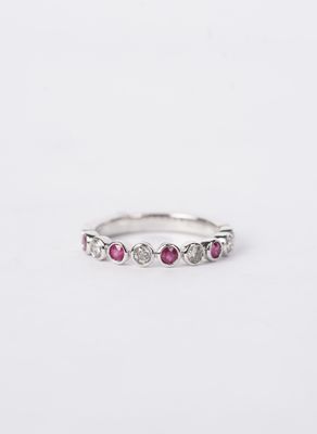 14KW 3.098g .61ctw Ruby &amp; Diamond Stackable Band (size 6.5)