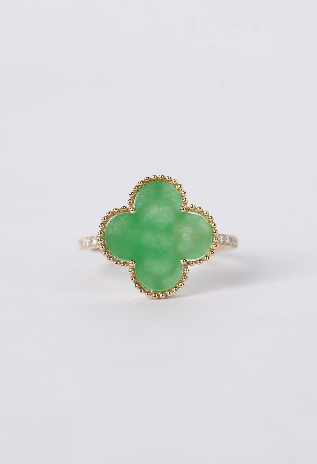 14KY 3.08g 3.28ctw (3.20ctr) Jade &amp; Diamond Effy Fashion Ring (size 7)