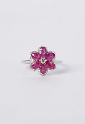 14KW 3.07g .45ctw Ruby &amp; Diamond Fashion Ring (size 7)