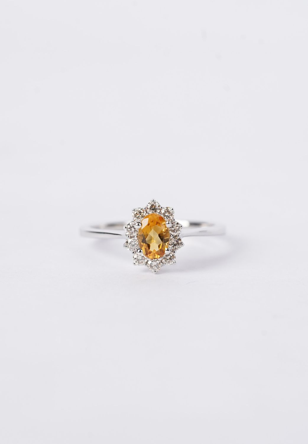 10KW 2.14g .66ctw Citrine &amp; Diamond Halo Fashion Ring (size 7)