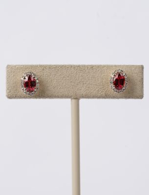 14KY 1.32ctw Ruby And Diamond Halo Earrings