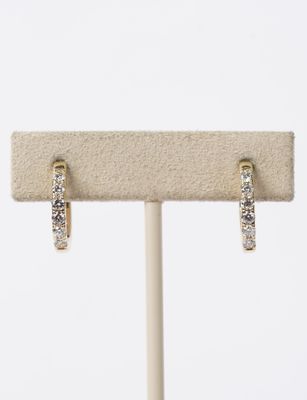 14KY 2.95g .50ctw Round Diamond Huggie Hoop Earrings