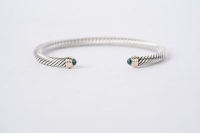 Silver David Yurman Blue Topaz Cable Collection Bracelet