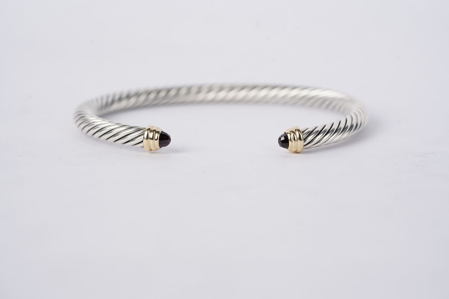 Silver David Yurman Garnet Cable Collection Bracelet