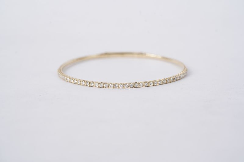LETX- 14KY 5.49g 1.00ctw Diamond Flex Bangle Bracelet