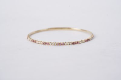 VAVE- 14KY 5.47g 1.05ctw Pink Sapphire &amp; Diamond Flex Bangle Bracelet