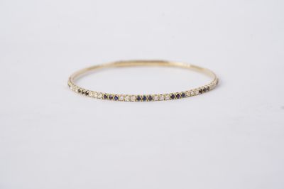 VAVE- 14KY 5.47g 1.05ctw Sapphire &amp; Diamond Flex Bangle Bracelet