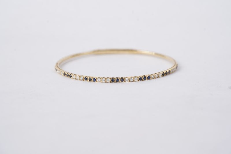 VAVE- 14KY 5.47g 1.05ctw Sapphire &amp; Diamond Flex Bangle Bracelet